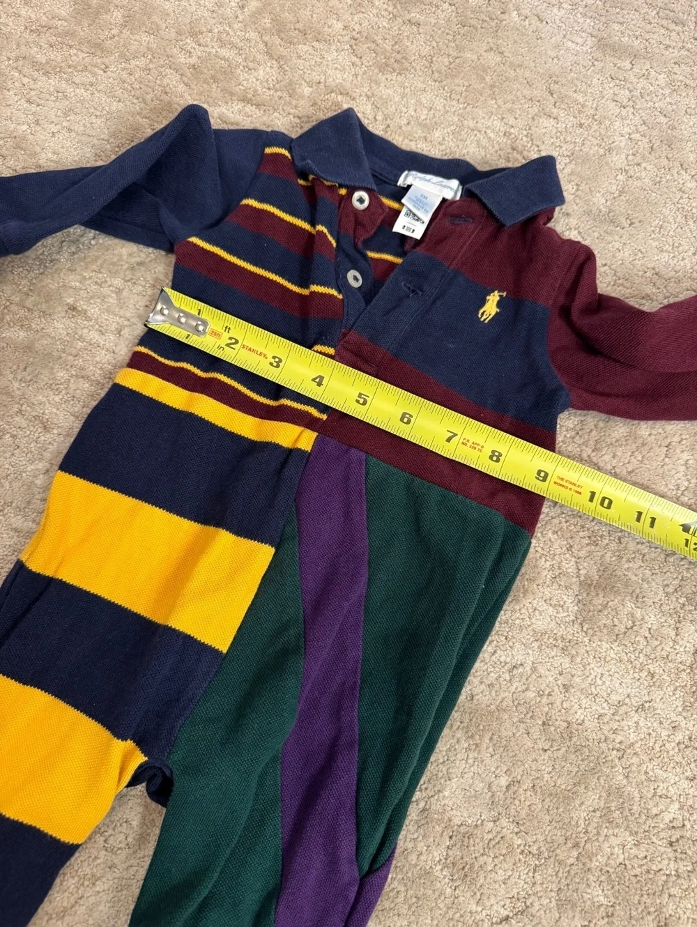 Ralph Lauren Baby Boys Colorblock Polo Romper 6M